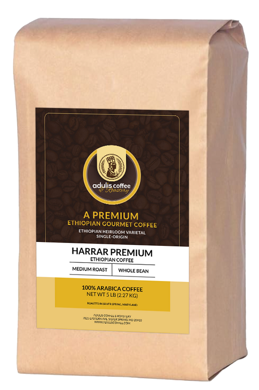 Ethiopian Premium Medium Roast Harrar Whole Bean - 5 lb